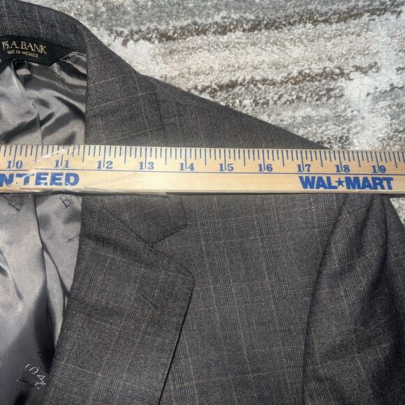 Jos. A. Bank Signature Blazer Men 40R  Gray Brown Windowpane Plaid Wool Jacket - Picture 15 of 16
